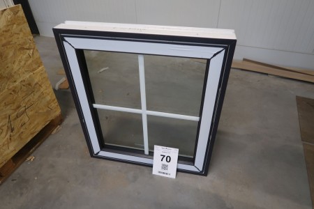 Window, plastic, anthracite / white, W78.5xH88.5 cm, frame width 11.5 cm. Model photo
