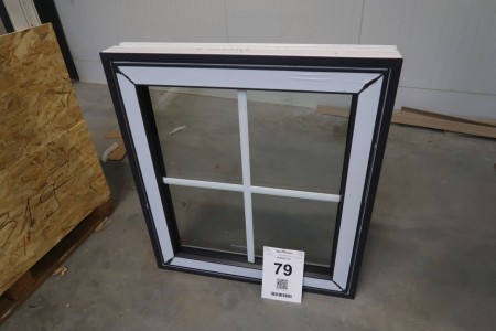Fenster, Kunststoff, Anthrazit / Weiß, B78,5xH88,5 cm, Rahmenbreite 11,5 cm. Modellfoto