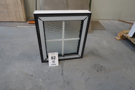 Window, plastic, anthracite / white, W68.5xH78.5 cm, frame width 11.5 cm. With food glass