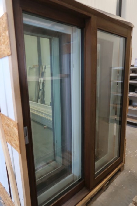 Sliding door, wood, dark wood / white, W179xH215 cm, frame width 17.5 cm. With groove for clearing. Model photo