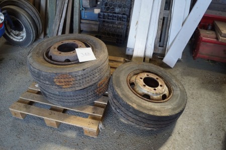 2 pcs. truck tires a little blasted + 1 pc. truck tires