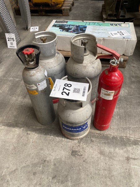 3 gas cylinders + fuel extinguisher and carbon dioxide cylinders