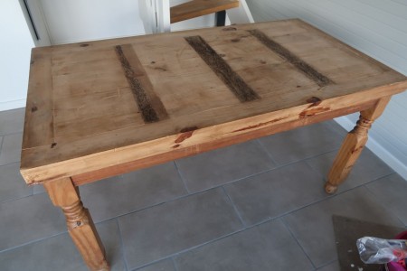 Antique table with drawer. W75xL140xH76 cm. "Made in Mexico" Model photo, not assembled, emitting vary