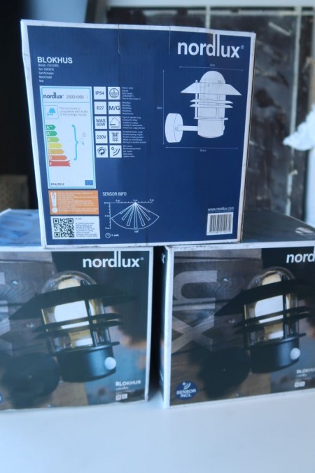 3 pieces. outdoor lamps, Nordlux Blokhus, black. With sensor