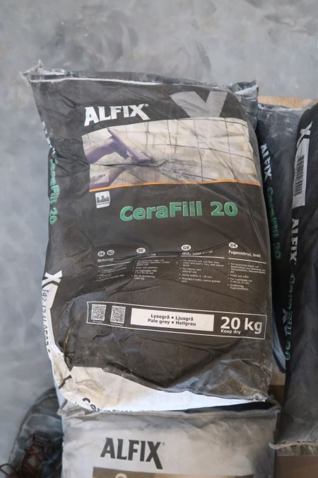 5x20 kg tile joint, Alfix cerafill 20, light gray. There are no lumps in the bags