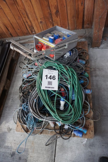 Lot of cables with power plug + switchboard