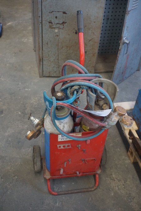 Welding trolley with 2 bottles and hoses