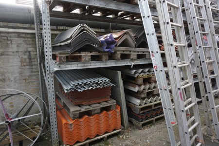 Large batch of roof ridges, plasterboard, roof tiles, etc. in place