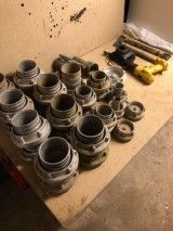 Lot fire hose fittings + drill