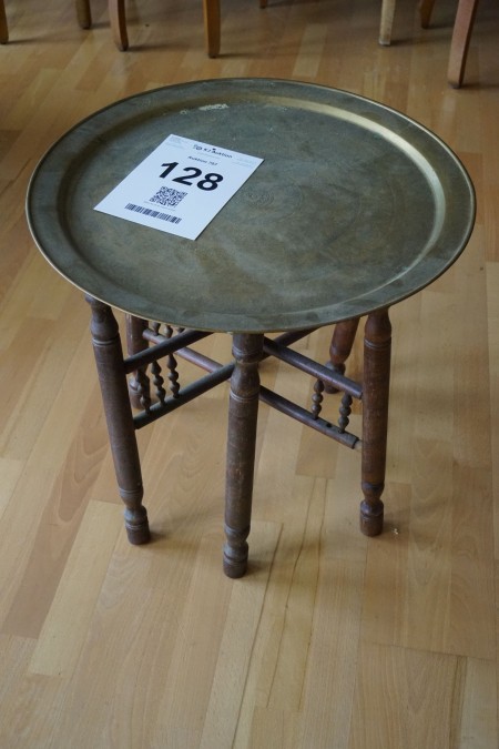Antique table with gold dish