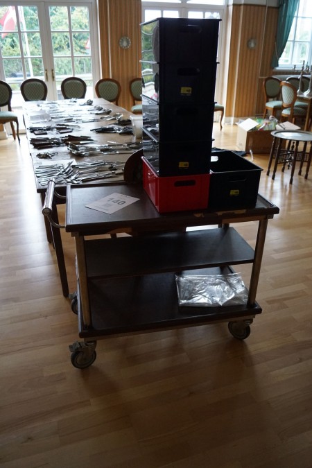 Serving trolley on wheels + 6 boxes