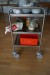 Serving trolley in steel with content