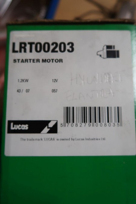 Startermotor til Hyundai Elantra. LRT00203. 1,2KW, 12V