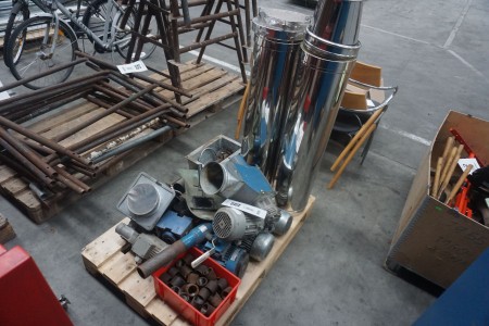 Lot electric motor + fittings + chimney pipes
