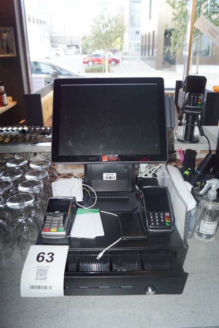 Cash register system including 2 pcs. Dankort terminals