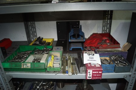 Contents on 2 shelves, various cutting tools, wrenches, etc.