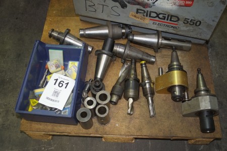 Various tool holders with content of tools + various cutting tools