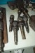 Various tool holders with tool contents. including 2 pcs. machine vice