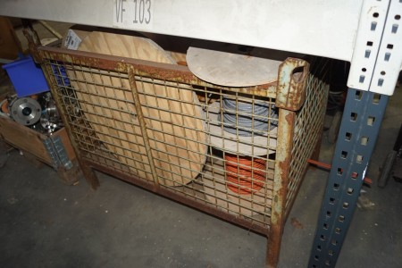 Iron cage with various cable drums etc.