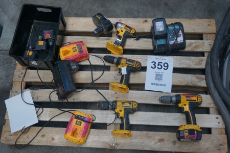 Lot of power tools, brand: DeWalt + Makita charger