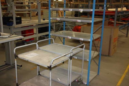 2 x trolley + 1 sections steel shelving