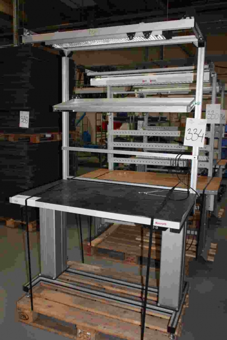 Work Bench, electrical height adjustable, Rexroth, 120x70cm + shelf with light