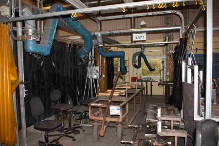 Welding Cover with 2 welding booths with welding curtains + welding exhaust with motor: Nederman + welding extraction arms