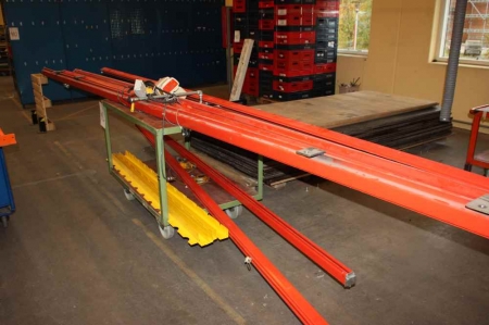 Overhead crane, electric hoist, Kito, 60 kg. 4 rails, length approx. 6 m + 2 rails, length approx. 4 meters + trolley