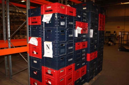 2 pallets with plastic boxes