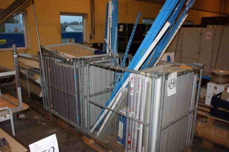 2 grid pallets of parts for steel shelving