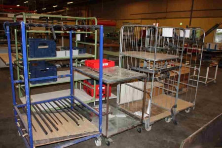 2 trolleys with plastic boxes + 2 cages + trolley + branch cart