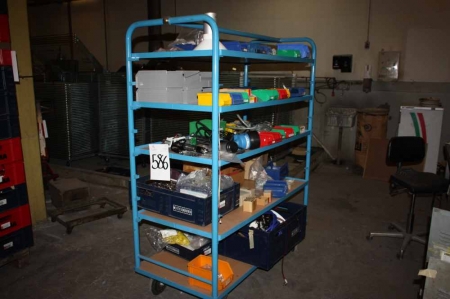 Trolley with content: various air tools + screws + bolts + nuts + lock cylinders etc.