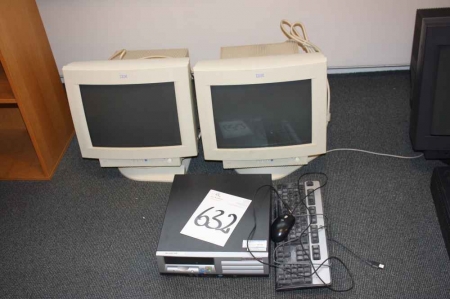 HP PC + 2 x. IBM monitors