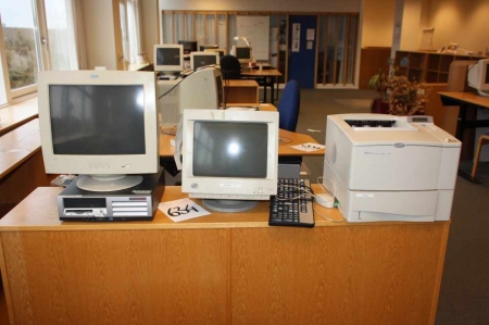 HP PC + 2 x. IBM monitors + HP LaserJet 4050 Printer