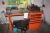Filebænk, Huni, 150x80cm, skruestik + skuffe + indhold + stol