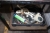 Rullevogn med indhold, luftværktøj: boremaskine, sømpistol, popnittepistol, diverse skruemaskiner