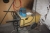 Welder, Esab LHF 250 with cable + helmets + pliers, etc. on the wall, machine vice, etc. on board