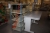 Work table, 180x75 cm, height adjustable + 2 section steel shelving + PC table