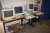 3 trolleys with office equipment 3 IBM monitors + 2 PCs + screen + 2  keyboards