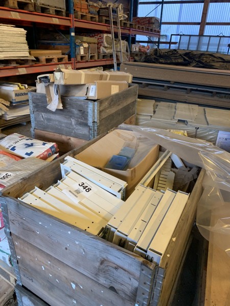 2 pallets with various metal parts for drawers etc ..