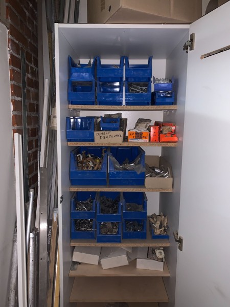 Cabinet contents of various accessories for doors