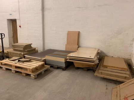 Large batch of table tops in different sizes.