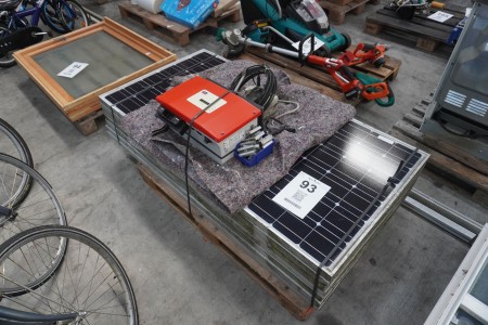 7 Solarzellen mit Schienen und Messgeräten