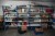 4 compartment steel bookcase with contents