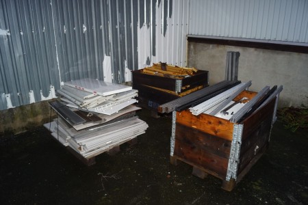 3 pallets with shop shelves and shelves. Note other address