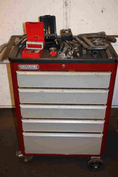 Tool trolley, Kraftwerk, 5 drawers + content on the trolley and in drawers