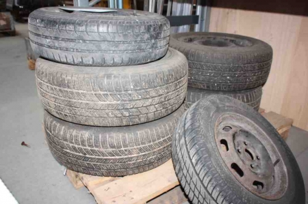 6 tires on rims, used
