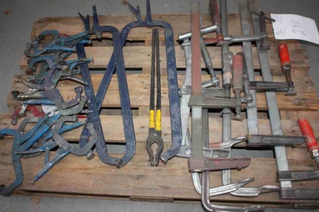Pallet with various clamps and pliers