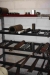 Pallet Racking, one-sided. 5 branches. Length approx. 6 m Contents of miscellaneous black iron
