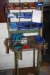Trolley with shelf with assortment boxes with content (drills, core drill etc.)